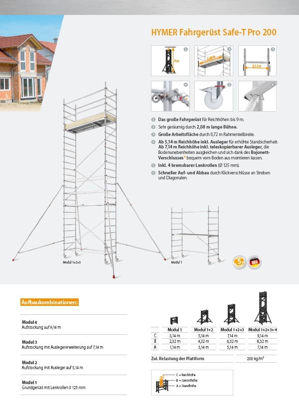 D204 Echafaudage roulant Safe T pro 200